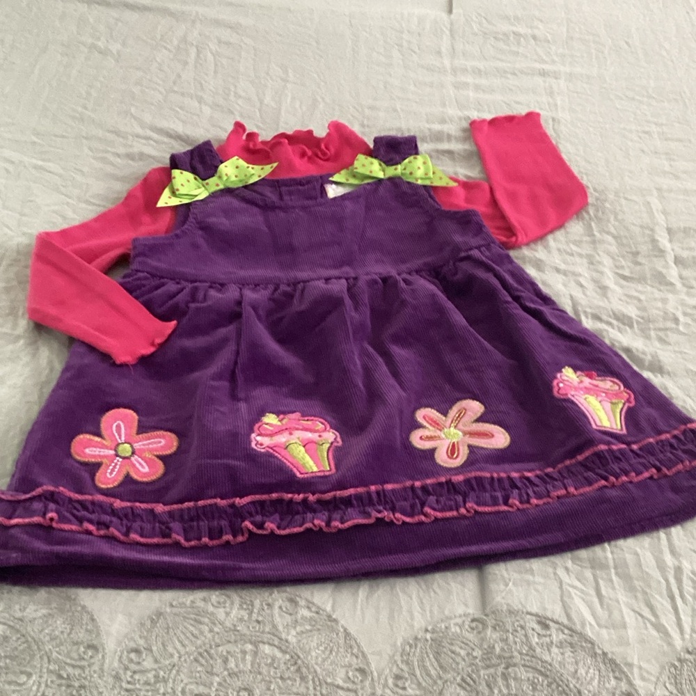 👶 Purple and Pink corduroy Dress